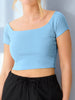 Sinsay Women's Blue Short-Sleeved Crop Top | Sinsay In Lebanon
