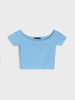 Sinsay Women's Blue Short-Sleeved Crop Top | Sinsay In Lebanon
