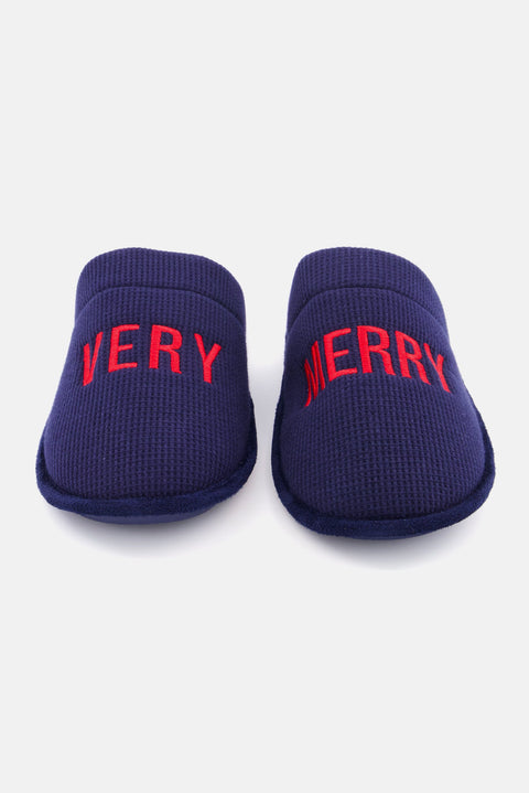 Club Room Men's Navy Very Merry Waffle-Knit Embroidered Mule Slippers | Club Room In Lebanon
