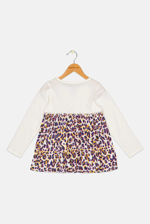 First Impressions Girl's White Animal Print Dress ABFK2452