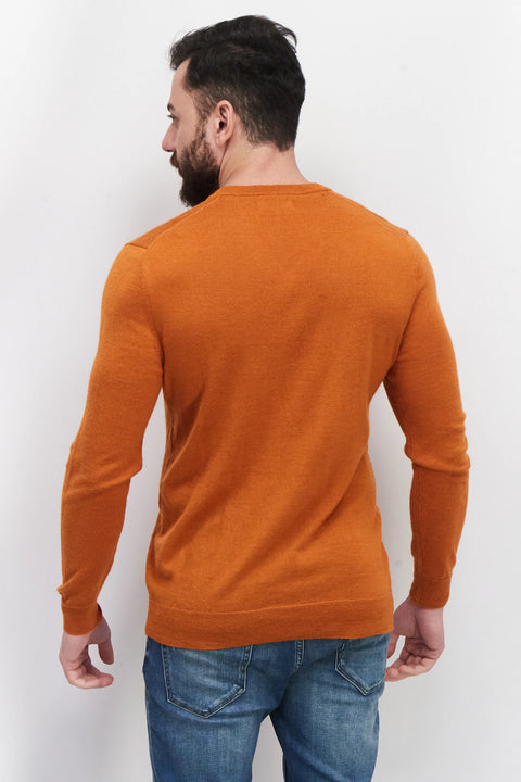 Club Room Men's Pumpkin Latte Regular-Fit Solid V-Neck Sweatshirt ABF3792