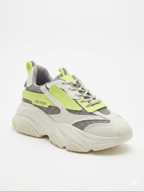 Steve Madden Men's White & Lime Green Possess Sneaker | Steve Madden In Lebanon