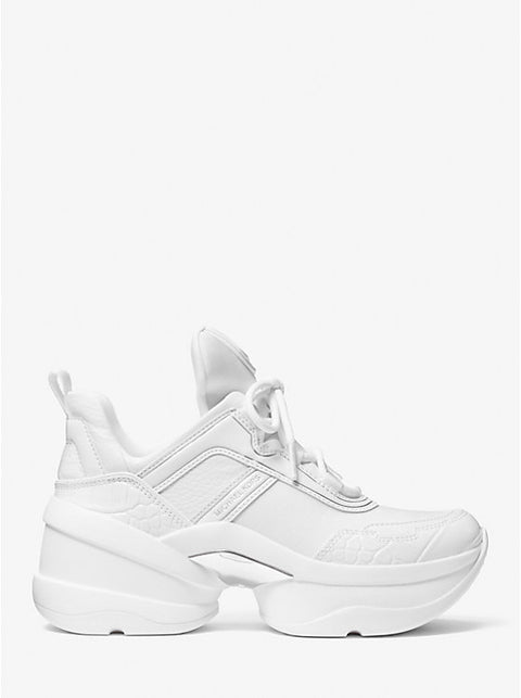 Michael Kors Women's White Olympia Mixed-Media Trainer Sneakers | Michael Kors In Lebanon
