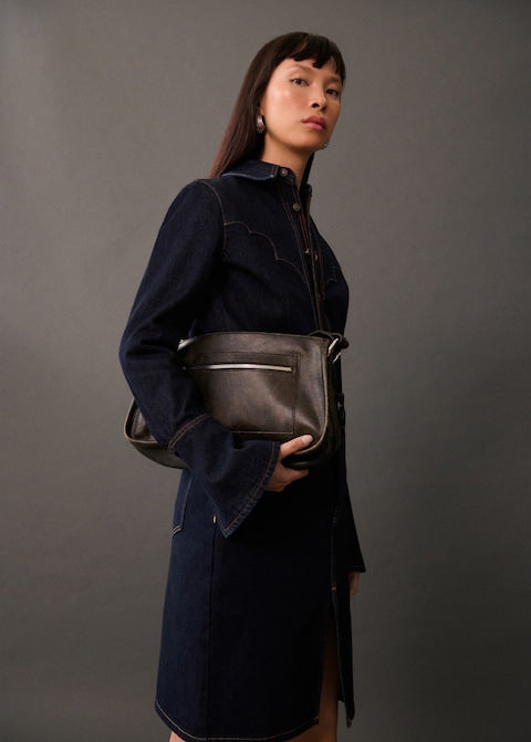 Mango Women's Navy Denim Mid Skirt  |Mango In Lebanon