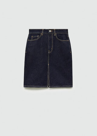 Mango Women's Navy Denim Mid Skirt  |Mango In Lebanon