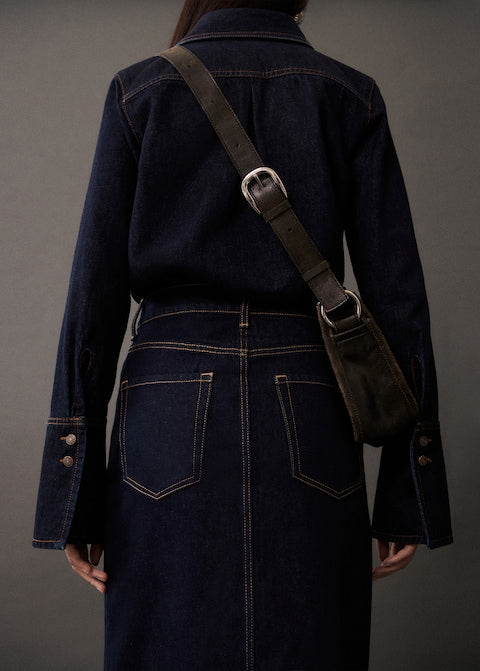 Mango Women's Navy Denim Mid Skirt  |Mango In Lebanon