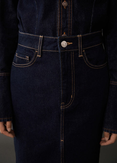 Mango Women's Navy Denim Mid Skirt  |Mango In Lebanon