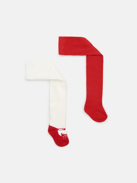 Sinsay Baby Girl's Red/White Tights 2-Pack | Sinsay In Lebanon