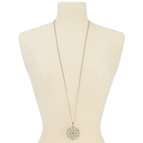 Holiday Lane Women's Silver-Tone Crystal Snowflake 36 Inches Pendant Necklace | Holiday Lane In Lebanon