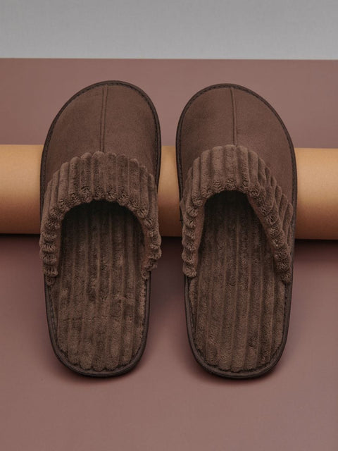 Sinsay Men's Brown Rib Knit Flat Slippers | Sinsay In Lebanon