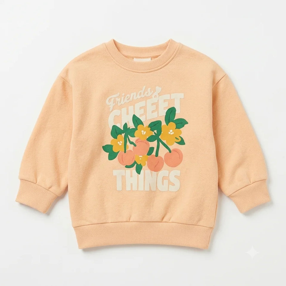 Zara Baby Girl's Peach Friends & Cheery Twin Graphic Sweatshirt | Zara In Lebanon