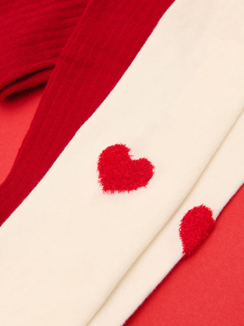 Sinsay Girl's White & Red Ribbed 2 Packs Tights |Sinsay In Lebanon