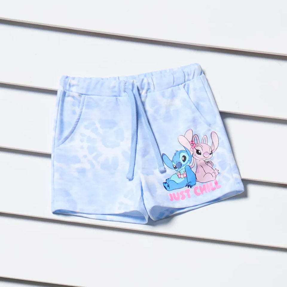 Sinsay Girl's Light Blue Stitch Graphic Printed Short