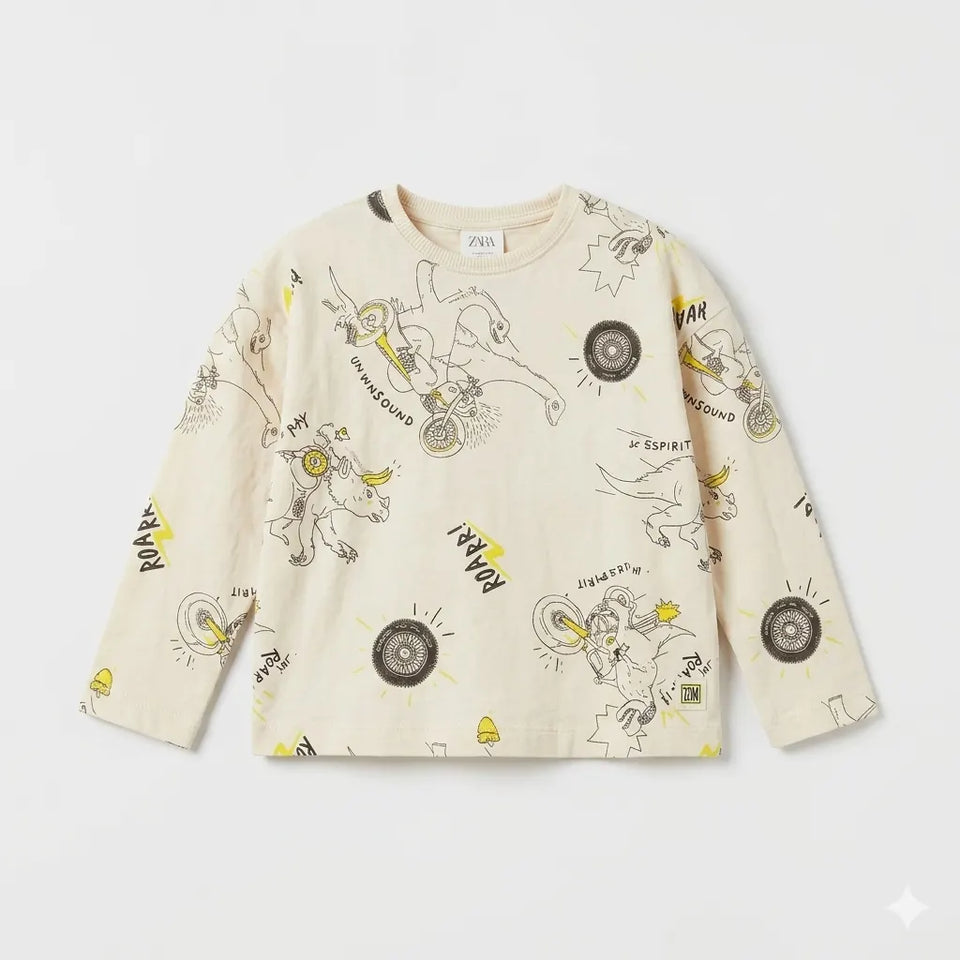 Zara Baby Boy's Cream Dino Squad Graphic Blouse | Zara In Lebanon