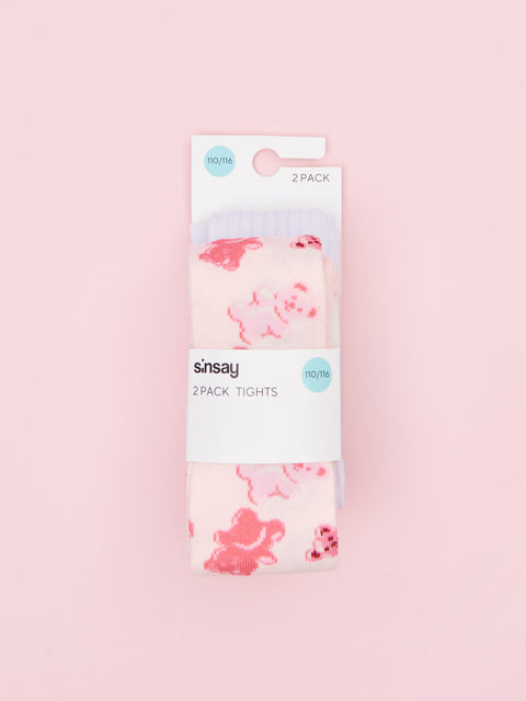 Sinsay Girl's Pink & White Printed Ribbed 2 Packs Tights|Sinsay In Lebanon