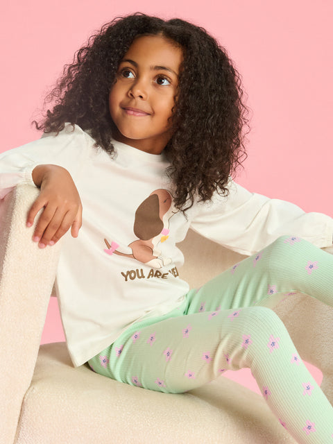 Sinsay Baby Girl's Mint Green Floral Leggings | Sinsay In Lebanon