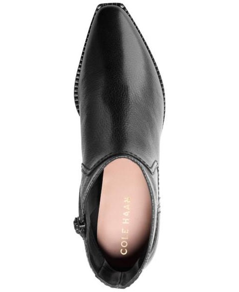 Cole Haan Women's Naia Pointed Toe Block Heel Booties - Black Leather