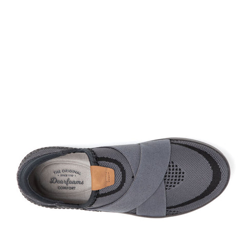 Dearfoams Women's Gray Livie X Strap Knit Trainer Sneakers |Dearfoams In Lebanon