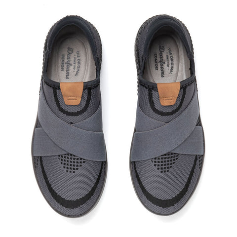 Dearfoams Women's Gray Livie X Strap Knit Trainer Sneakers |Dearfoams In Lebanon