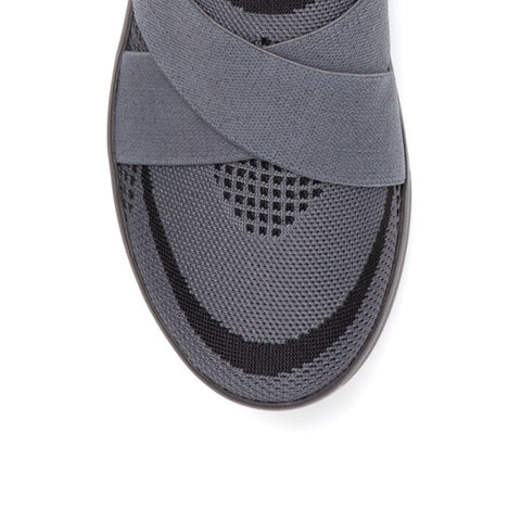 Dearfoams Women's Gray Livie X Strap Knit Trainer Sneakers |Dearfoams In Lebanon