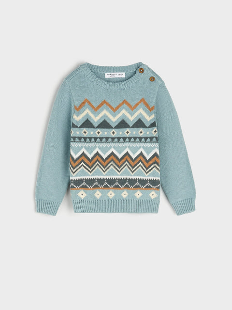 Sinsay Fox & Bunny Baby Boy's Pale Blue Decorative Pattern Sweater | Sinsay In Lebanon