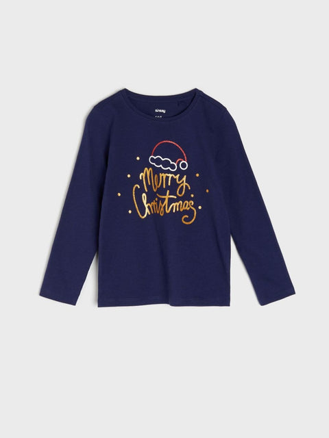Sinsay Girl's Navy Christmas Long Sleeve Blouse |Sinsay In Lebanon