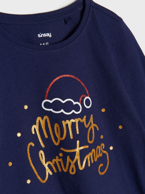 Sinsay Girl's Navy Christmas Long Sleeve Blouse |Sinsay In Lebanon