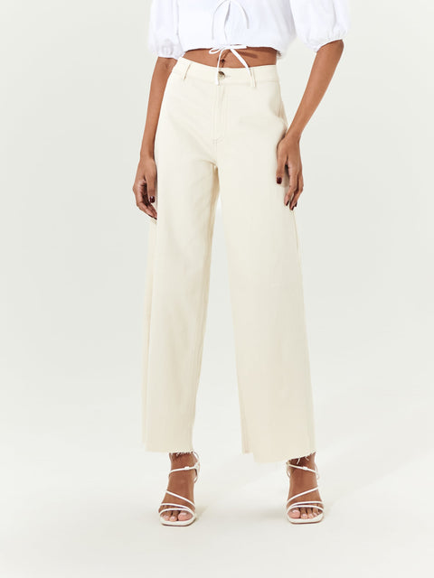 Sinsay Women's Cream High Waist Culotte Jeans|Sinsay In Lebanon