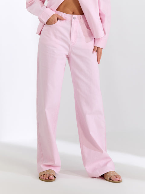 Sinsay Women's Pink High-Waist Wide-Leg Denim Jeans | Sinsay in Lebanon