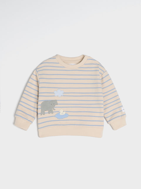 Sinsay Baby Boy's Beige/Blue Striped Sweatshirt | Sinsay In Lebanon