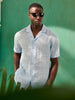 Sinsay Men's Light Blue Linen Short Sleeves Shirt | Sinsay In Lebanon