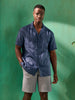 Sinsay Men's Dark Blue Linen Short Sleeves Shirt | Sinsay In Lebanon