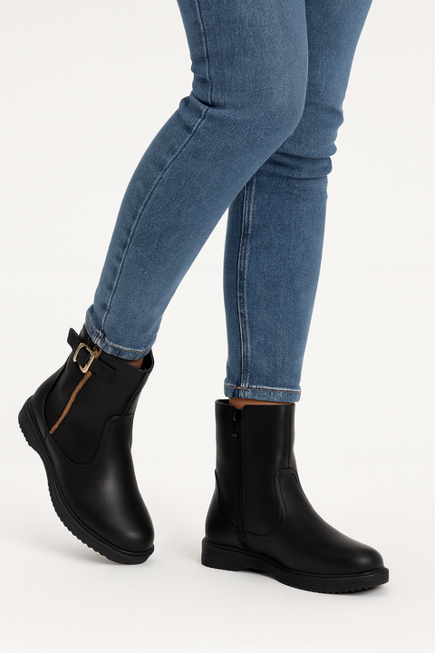 Tata Italia Women's Black Zippered Ankle Boot | Tata Italia In Lebanon