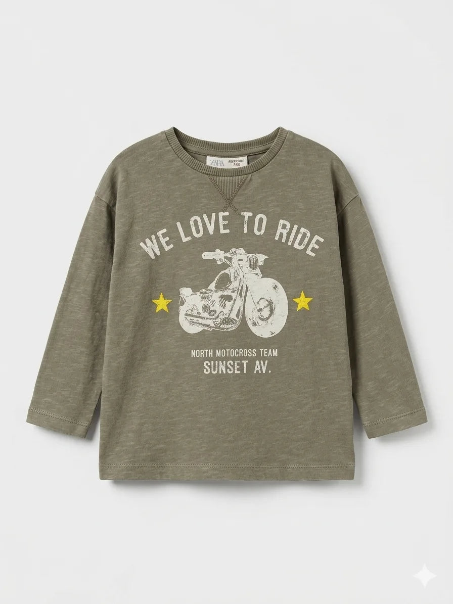 Zara Baby Boy's Khaki Green Printed Blouse | Zara In Lebanon