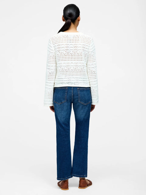 French Connection Women's White Long Sleeve Crochet Bobble Knit Blouse | French Connection In Lebanon