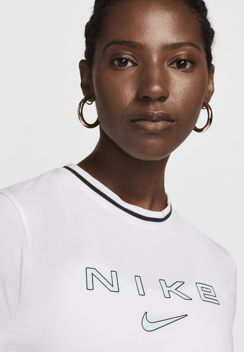 Nike Women's White Sportswear Chill Knit Slim Cropped Graphic Blouse | Nike In Lebanon