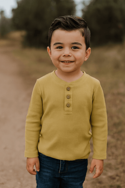 POMPdeLUX Boy's Khaki Long Sleeve Blouse | POMPdeLUX in Lebanon