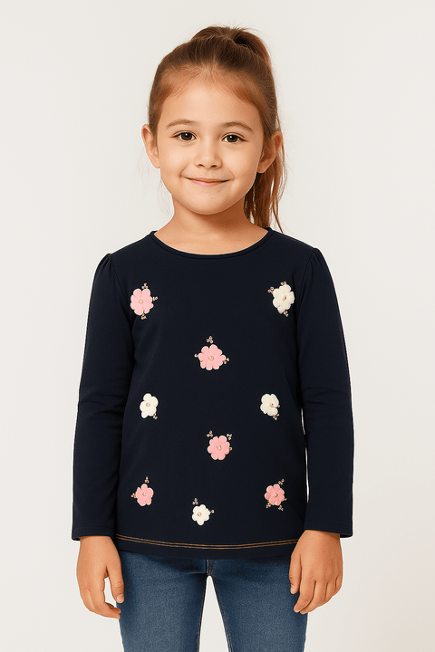 S.Oliver Girl's Navy Long-Sleeve Blouse SOL485
