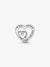 Silver heart-shaped charm with 'I love you forever' text on a white background