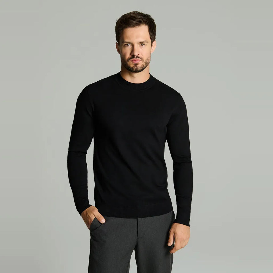 Sinsay Men's Black Basic Ribbed Cuffs & Hem Blouse