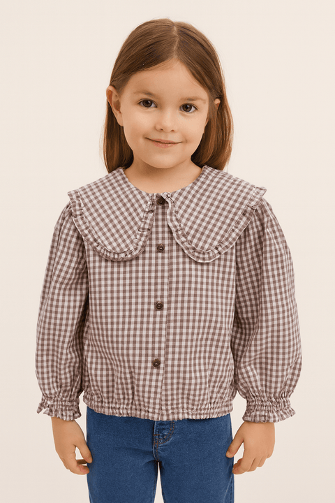 POMPdeLUX Girl's Brown/Pink Crowbar Long-Sleeve Shirt |POMPdeLUX in Lebanon