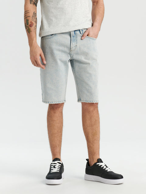 Sinsay Men's Light Blue Distressed Cotton Denim Short | Sinsay In Lebanon