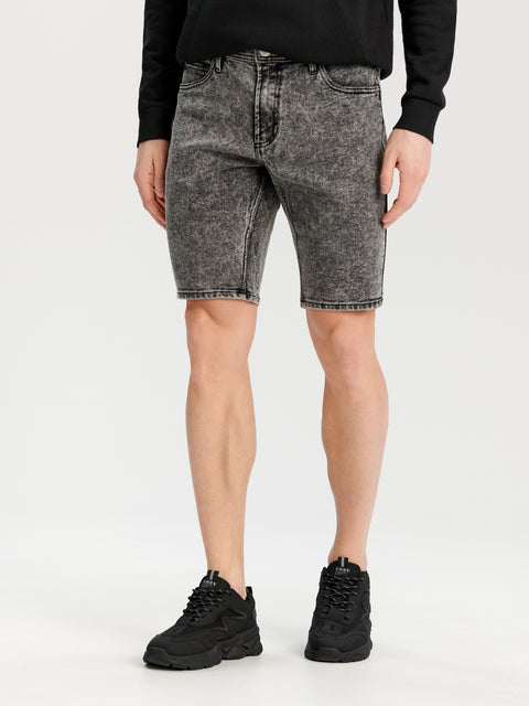 Sinsay Men's Dark Gray Slim Fit Distressed Denim Shorts | Sinsay In Lebanon