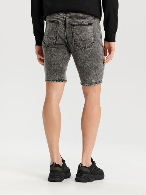 Sinsay Men's Dark Gray Slim Fit Distressed Denim Shorts | Sinsay In Lebanon