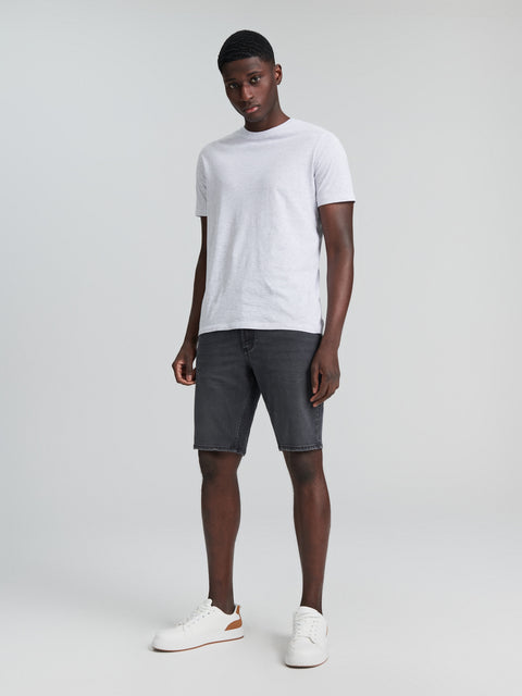 Sinsay Men's Washed Black Slim Fit Distressed Denim Shorts | Sinsay In Lebanon