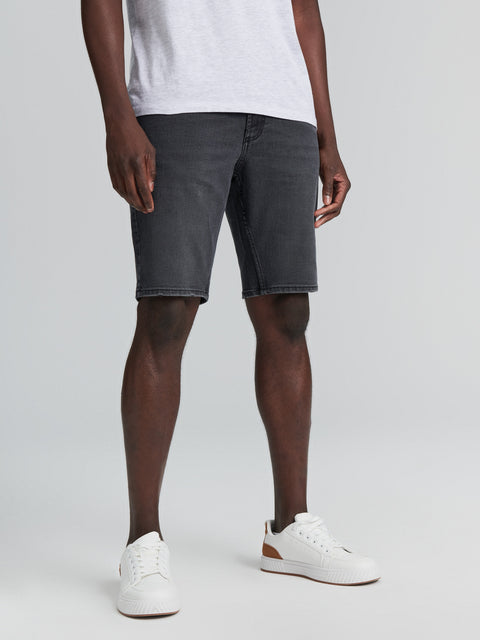 Sinsay Men's Washed Black Slim Fit Distressed Denim Shorts | Sinsay In Lebanon