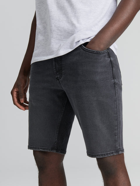 Sinsay Men's Washed Black Slim Fit Distressed Denim Shorts | Sinsay In Lebanon