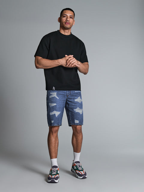 Sinsay Men's Blue Distressed Cotton Denim Short | Sinsay In Lebanon