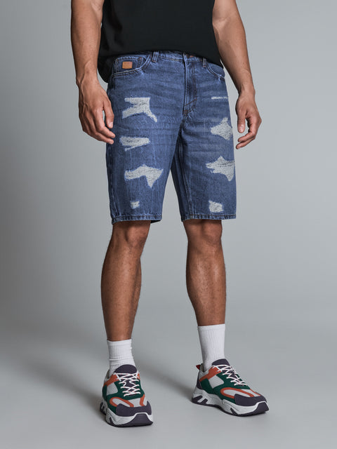 Sinsay Men's Blue Distressed Cotton Denim Short | Sinsay In Lebanon