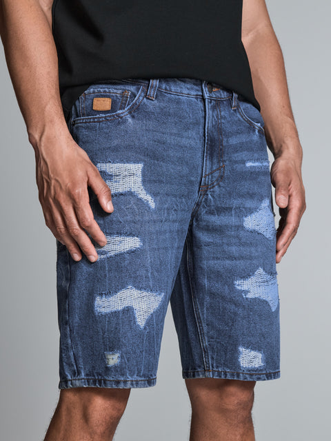 Sinsay Men's Blue Distressed Cotton Denim Short | Sinsay In Lebanon